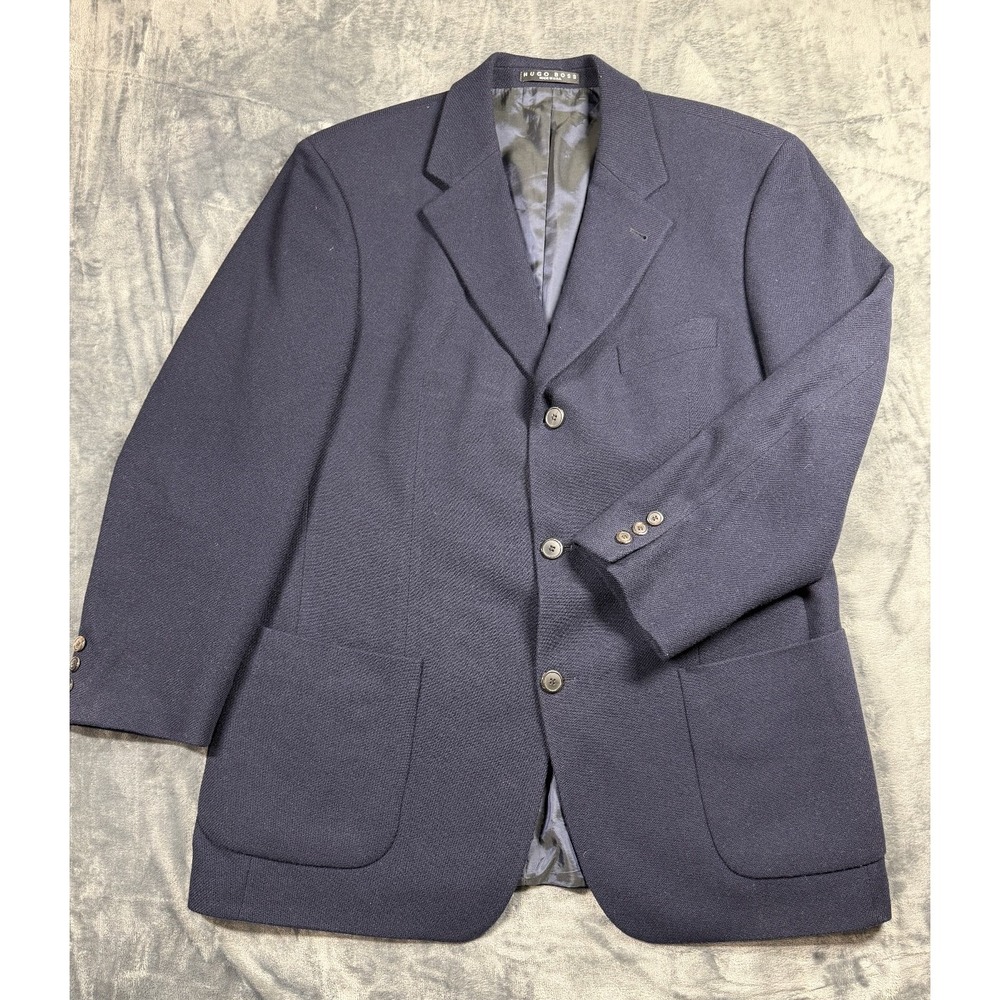 Hugo Boss Men's Navy Wool Blazer Made in USA Union Made 3 Button Sport Coat